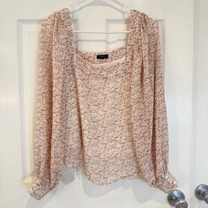 Lucca Floral Print Square Neck Long Sleeve Blouse Top Size‎ Medium